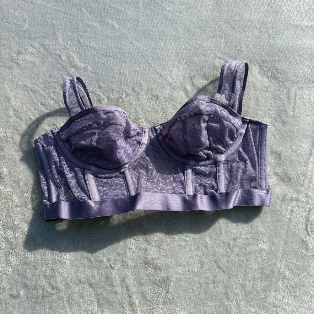 3/$30 Forever 21 Lavender Floral Lace Bustier Corset Top - Size Medium